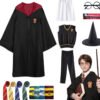 UK Harry Potter Gryffindor Ravenclaw Slytherin Robe Cloak Tie Costume Wand Scarf