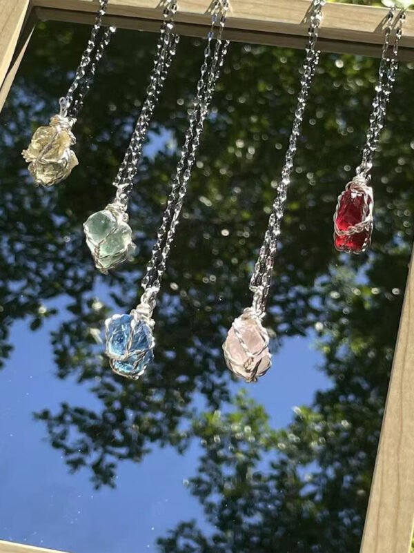 Pure handmade crystal raw stone necklace, (can choose different colours)