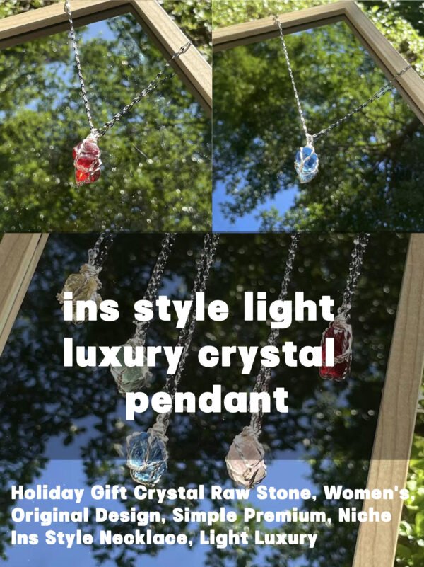 Pure handmade crystal raw stone necklace, (can choose different colours)