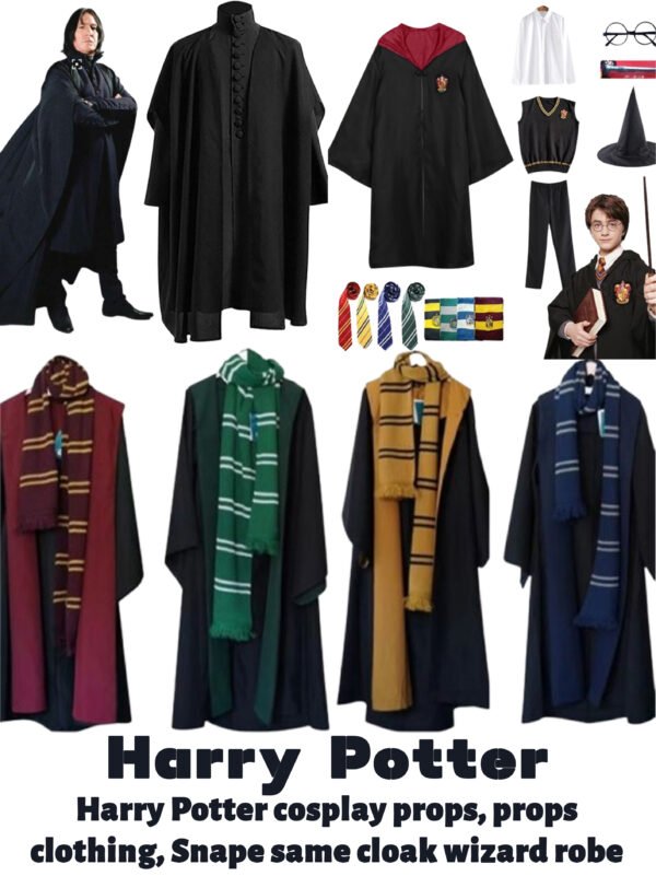 UK Harry Potter Gryffindor Ravenclaw Slytherin Robe Cloak Tie Costume Wand Scarf