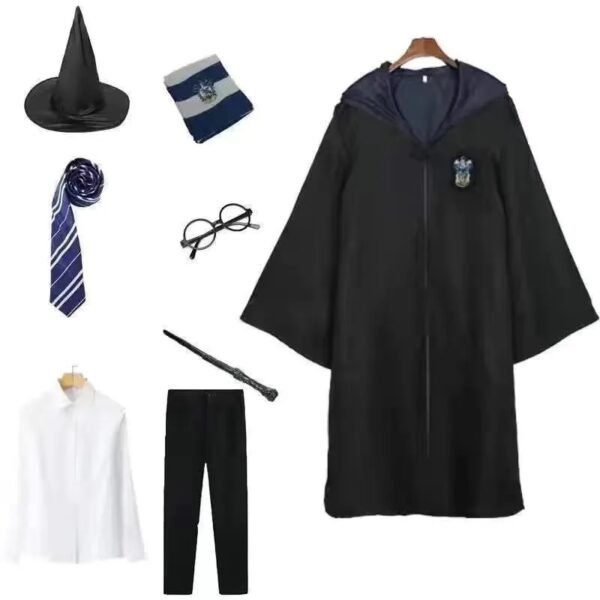 UK Harry Potter Gryffindor Ravenclaw Slytherin Robe Cloak Tie Costume Wand Scarf